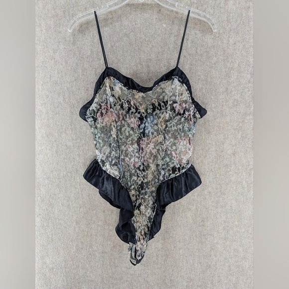 Victoria's Secret Other - Victoria's Secret Vintage Floral Lace Teddy with Black Satin Trim Accent, Size M